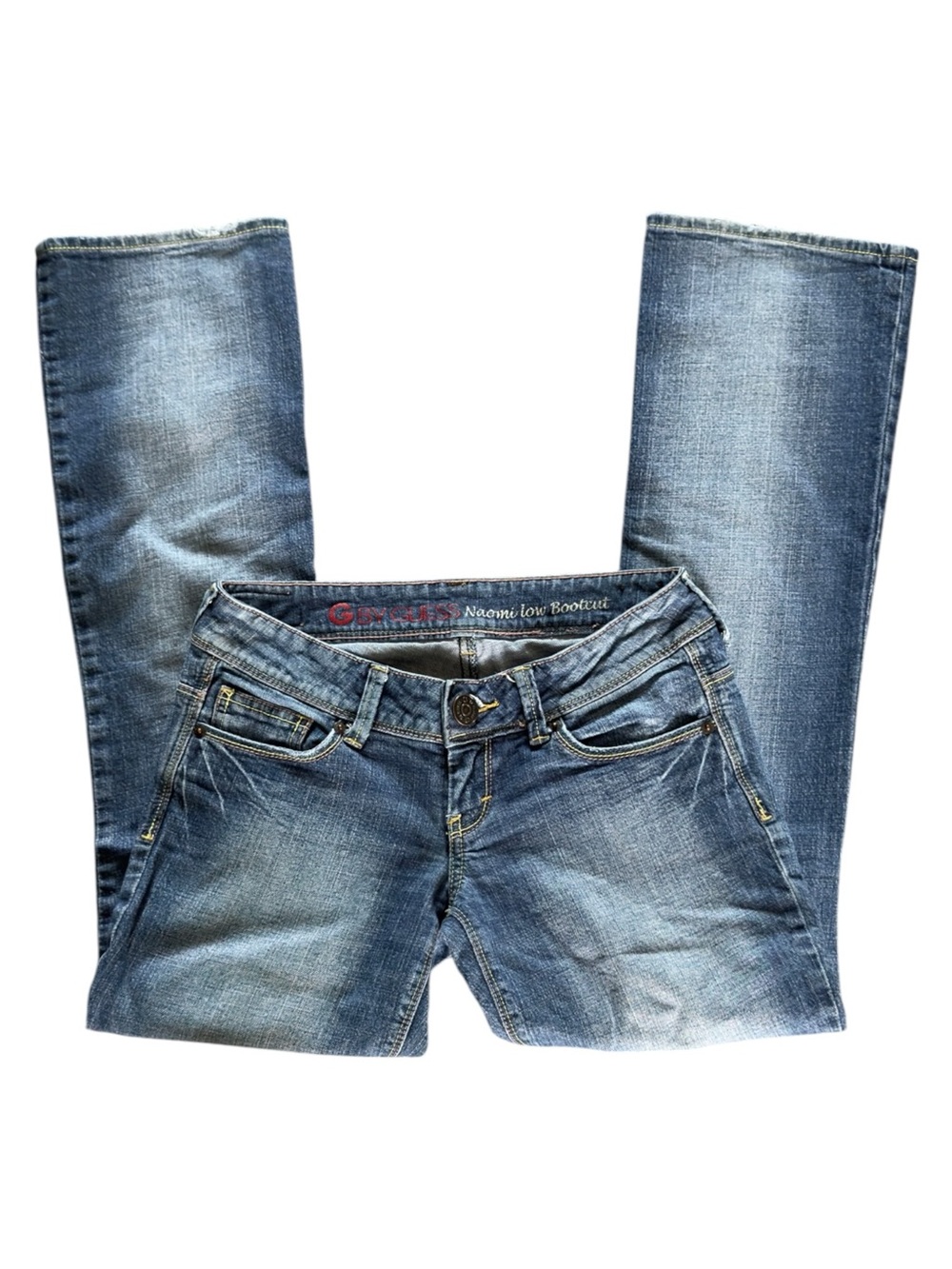 G By GUESS Naomi Low Rise Bootcut Jeans Size 26 Embroidered Pocket Y2K 30x30
